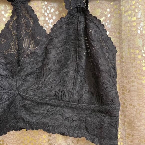 Free People Galloon Black Lace Racerback Bralette, Small - Picture 4 of 6